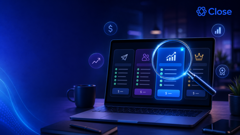 Close.com pricing plans 2026 comparison - AI Shortcut LAB blog featured image showing four pricing tiers with Close branding